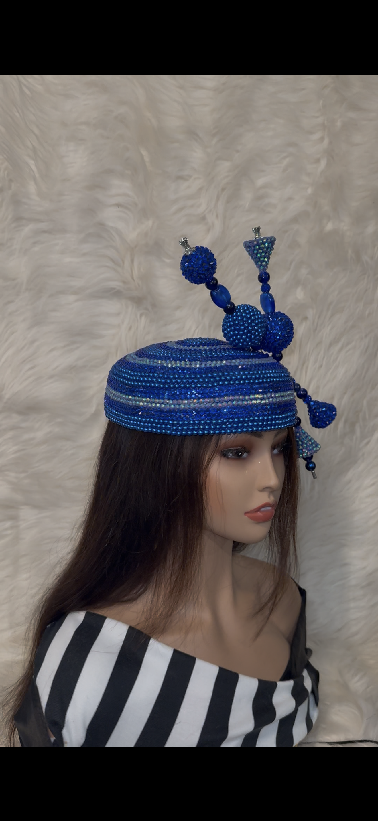 Royal Blue Crystal / Pearls / W 2 Oversized Hat Pins
