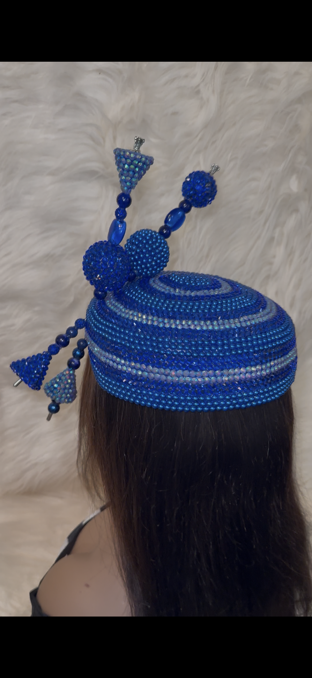 Royal Blue Crystal / Pearls / W 2 Oversized Hat Pins