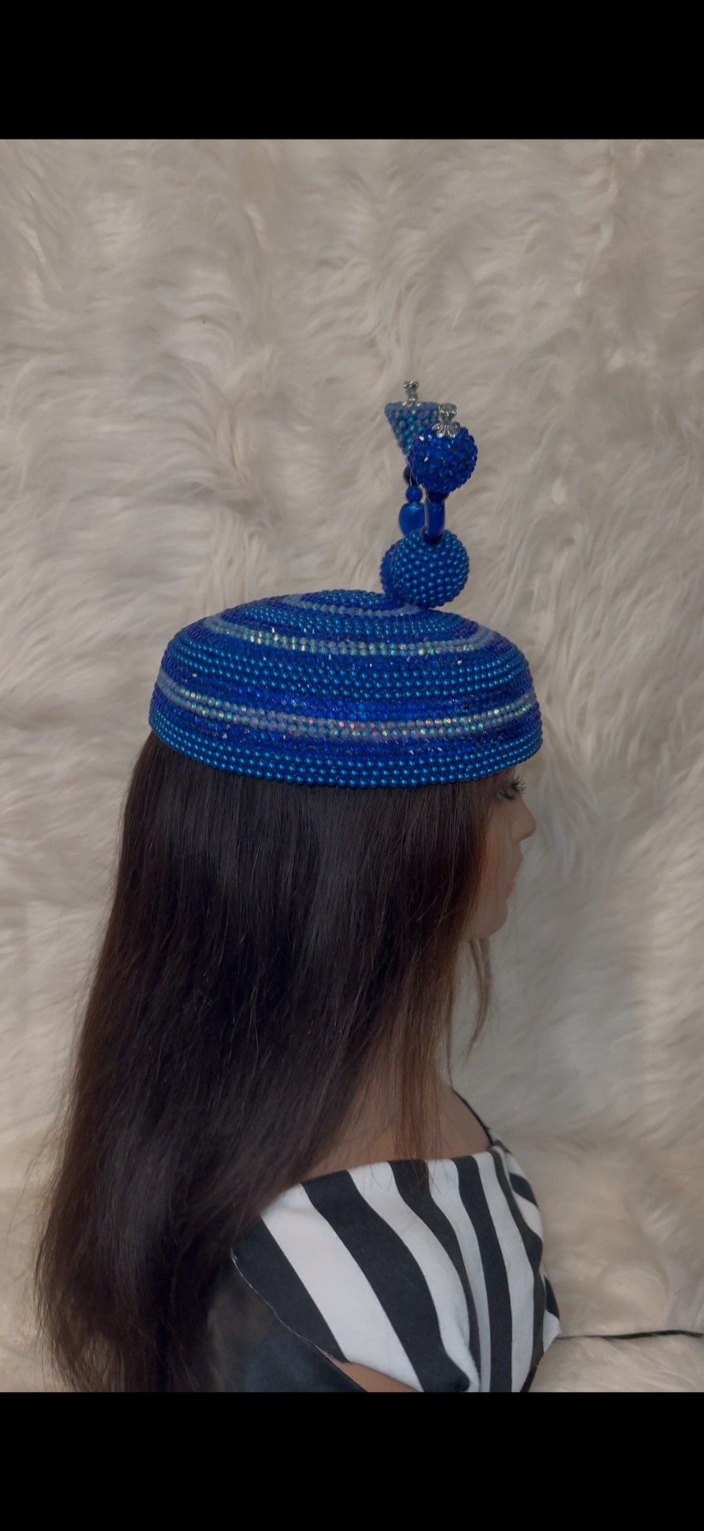 Royal Blue Crystal / Pearls / W 2 Oversized Hat Pins