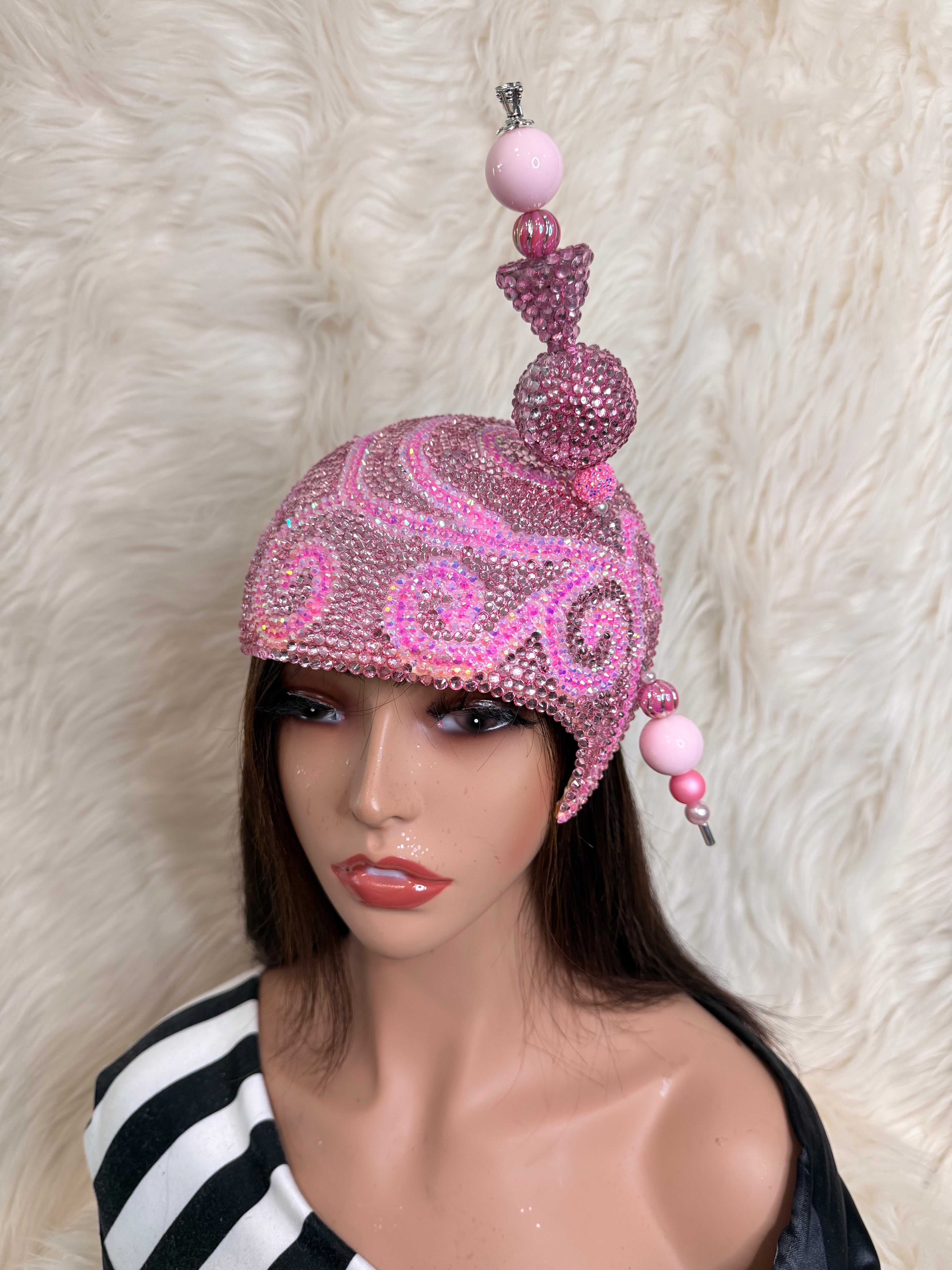 Baby Pink Crystal Teardrop /W Oversize Hat Pin
