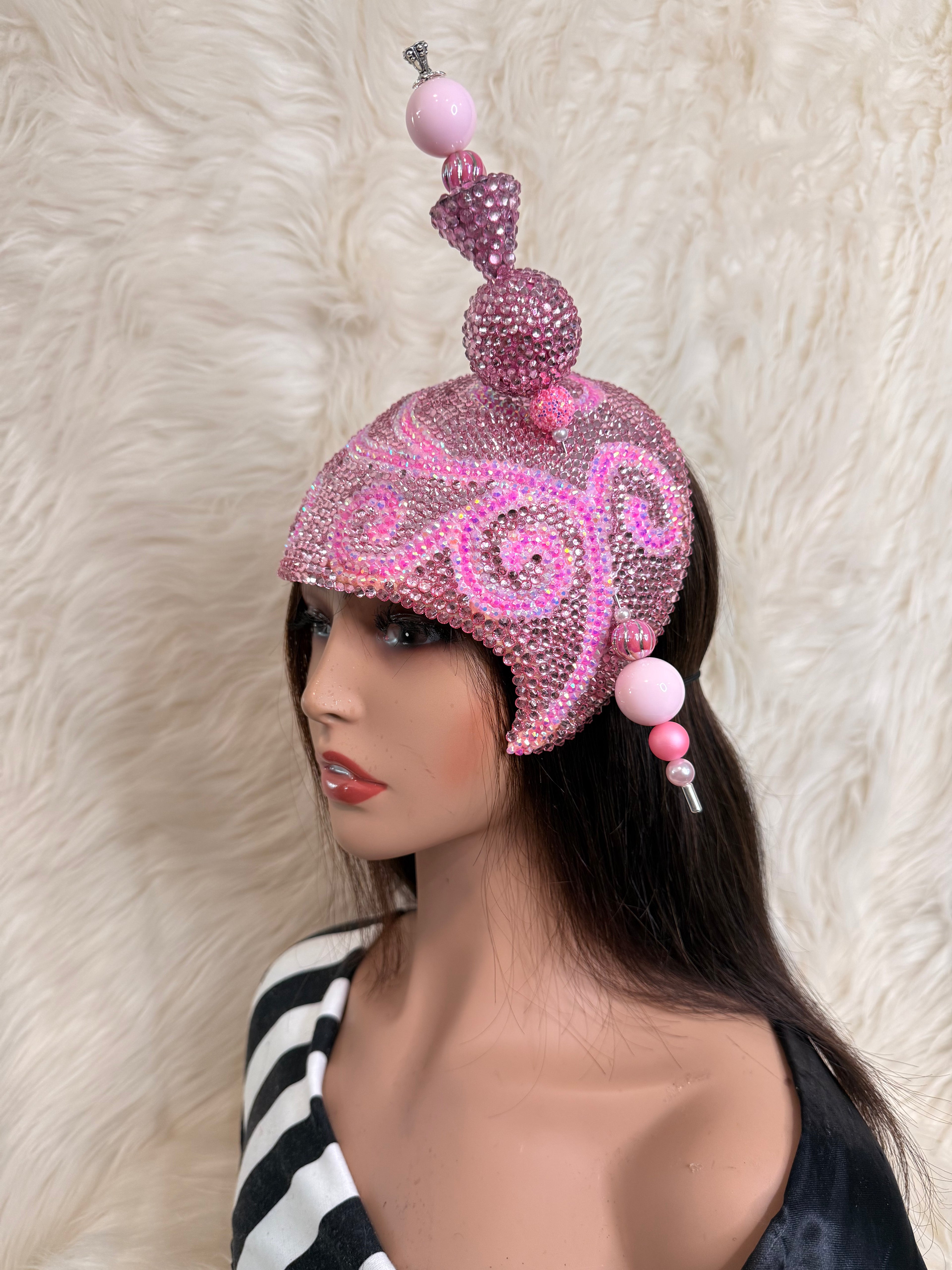 Baby Pink Crystal Teardrop /W Oversize Hat Pin