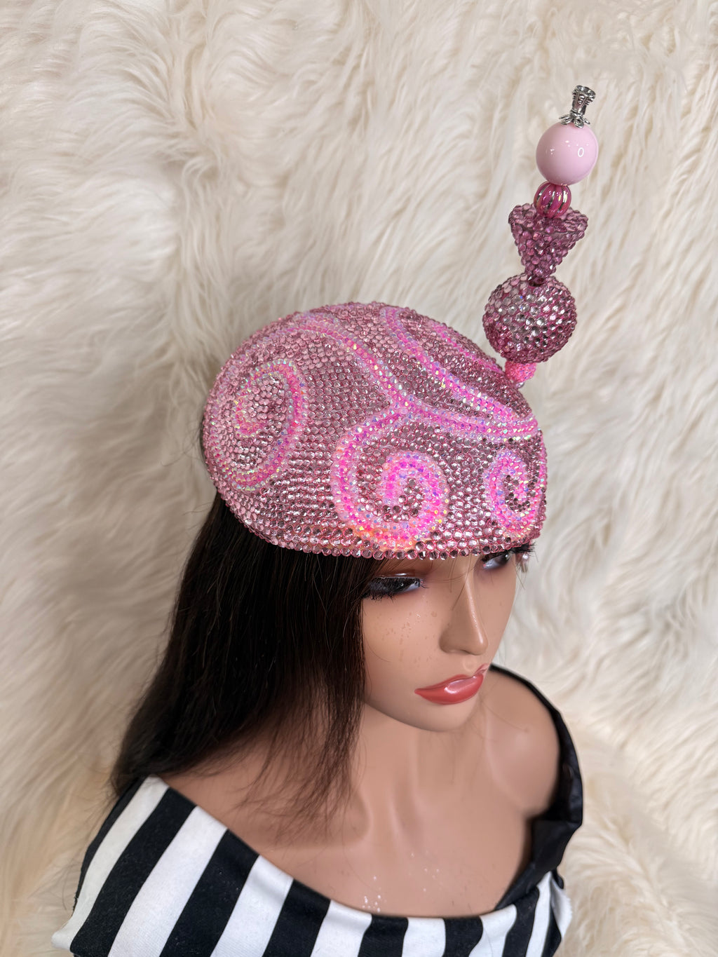 Baby Pink Crystal Teardrop /W Oversize Hat Pin