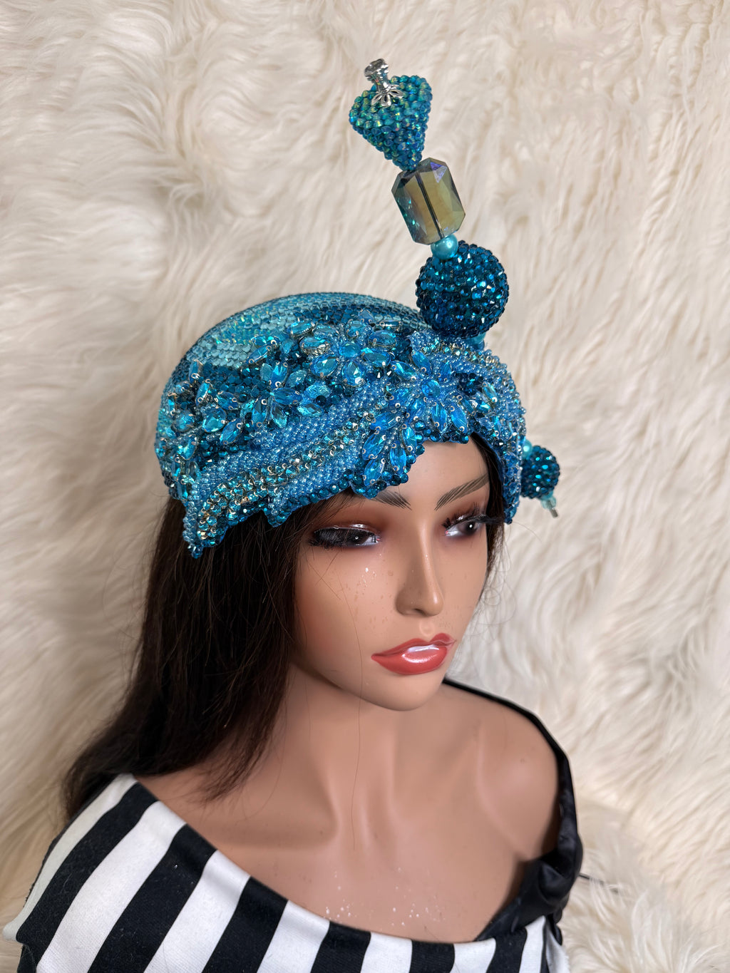 Aqua crystal Hat / W Oversize Hat Pin