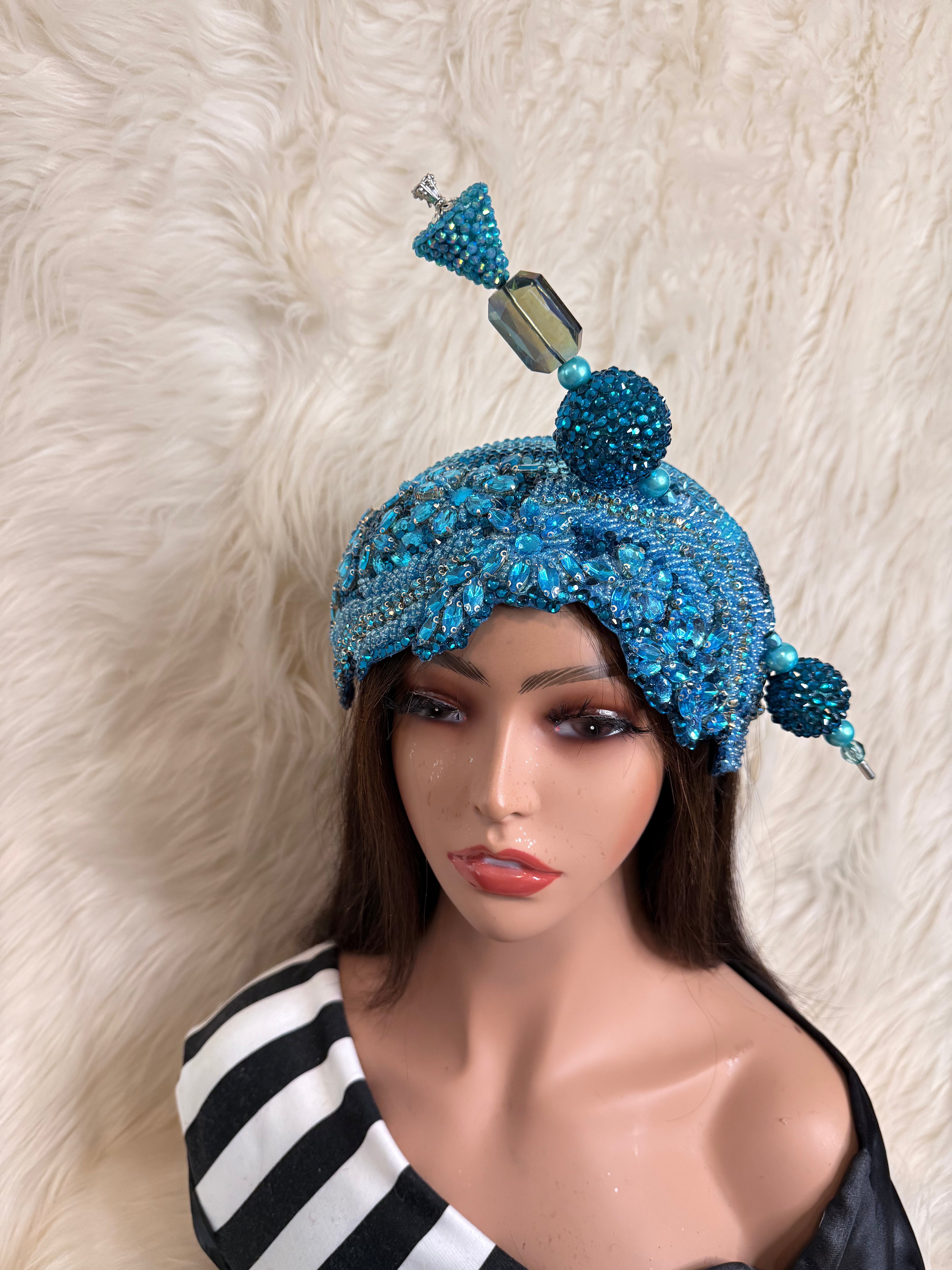 Aqua crystal Hat / W Oversize Hat Pin