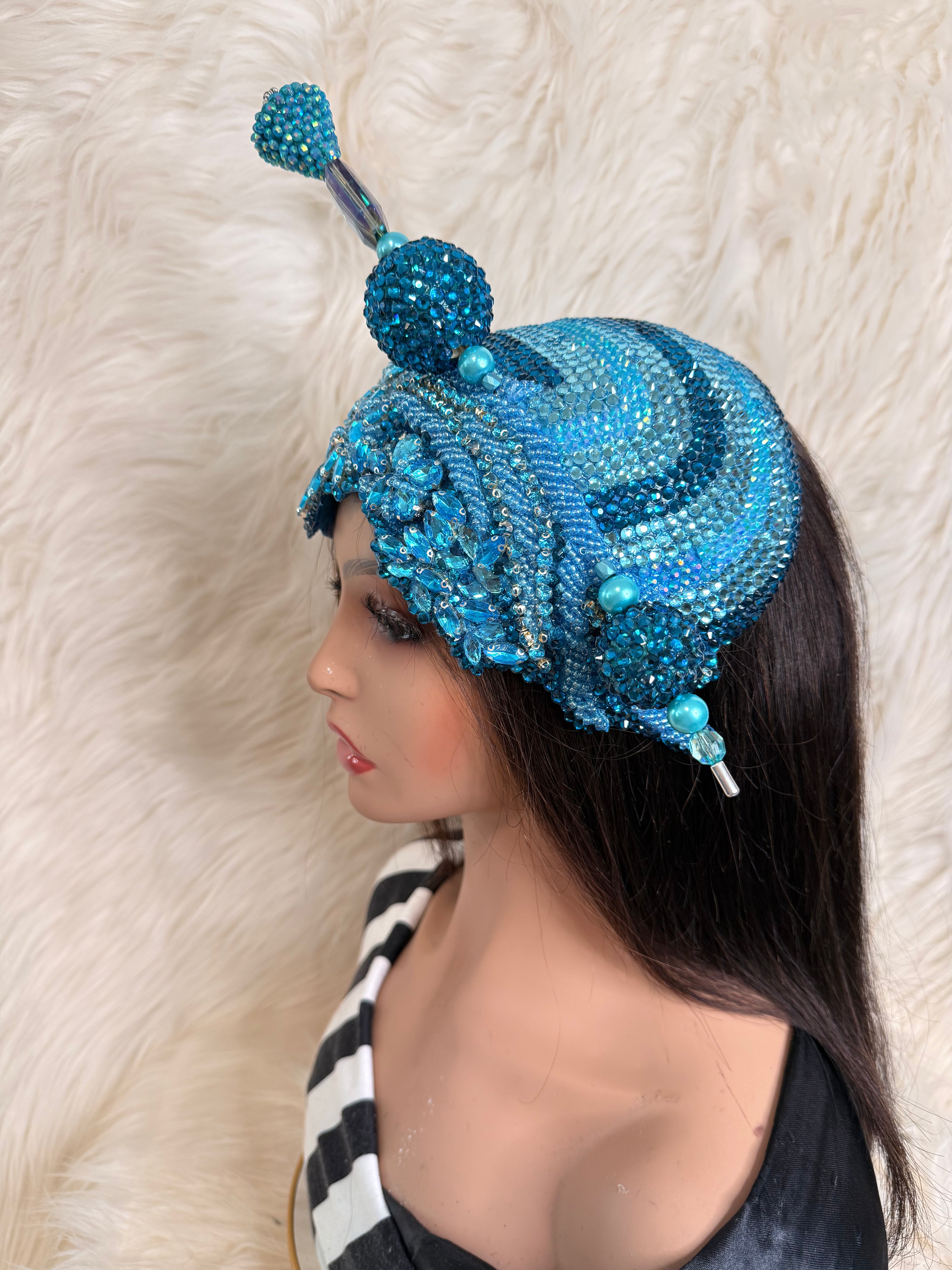 Aqua crystal Hat / W Oversize Hat Pin