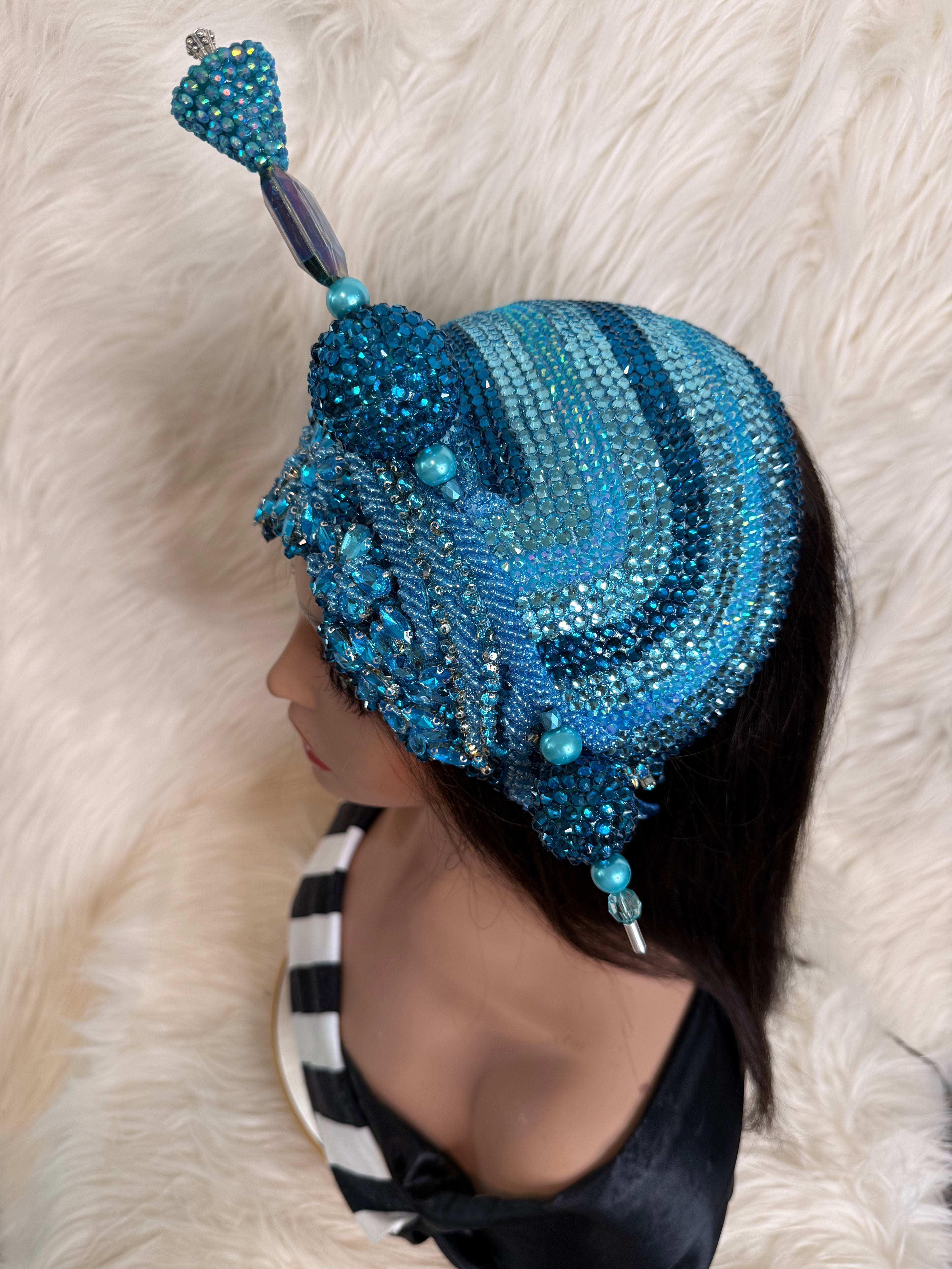 Aqua crystal Hat / W Oversize Hat Pin