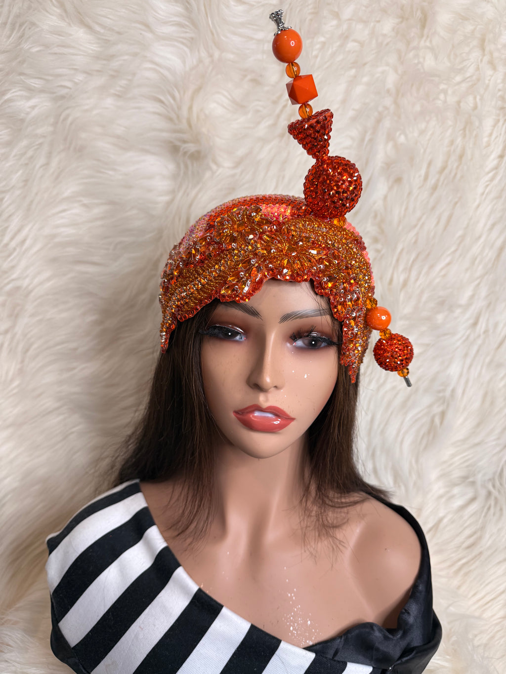 Orange Crystal Hat / W Oversize Hat Pin