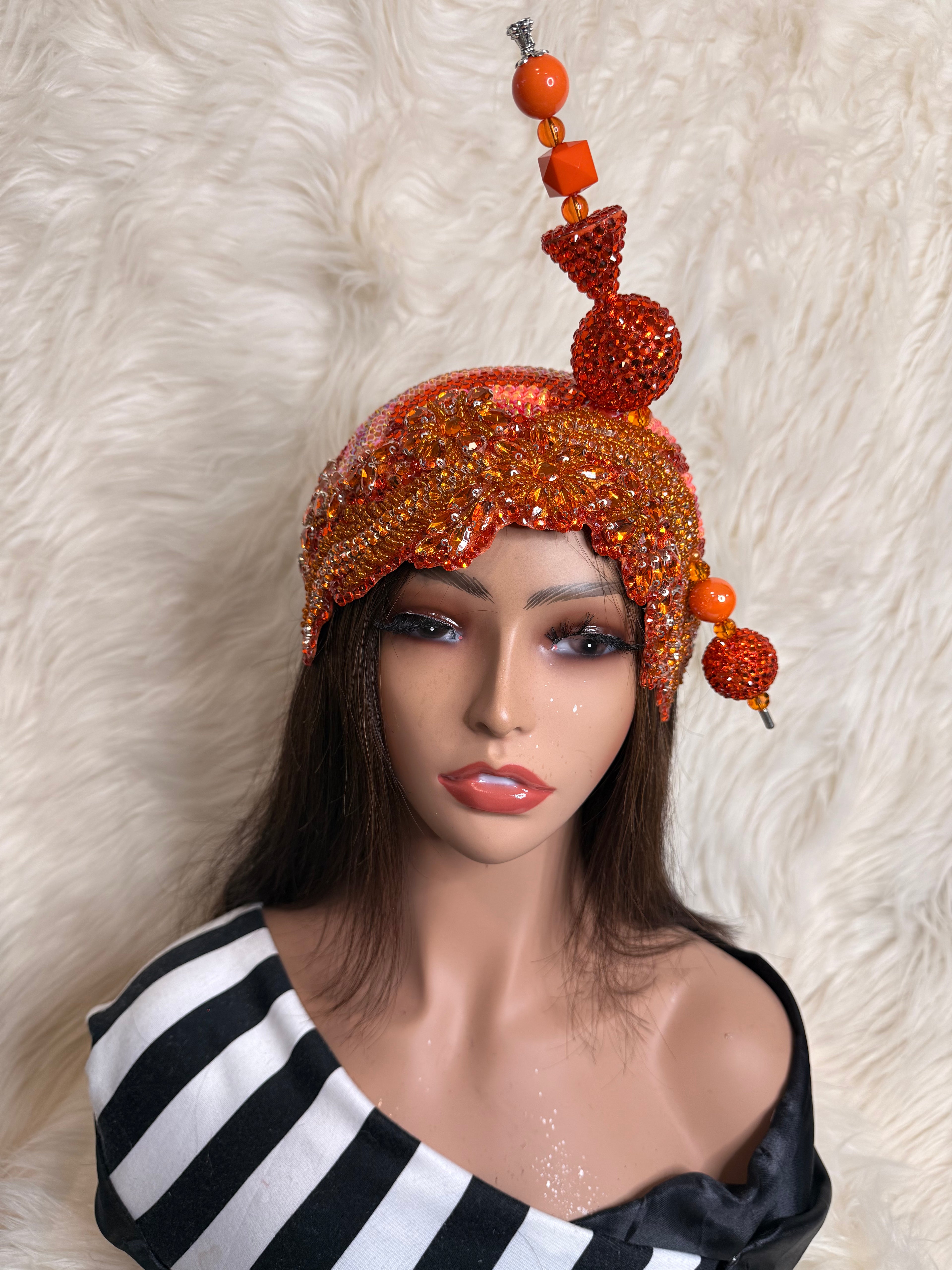 Orange Crystal Hat / W Oversize Hat Pin