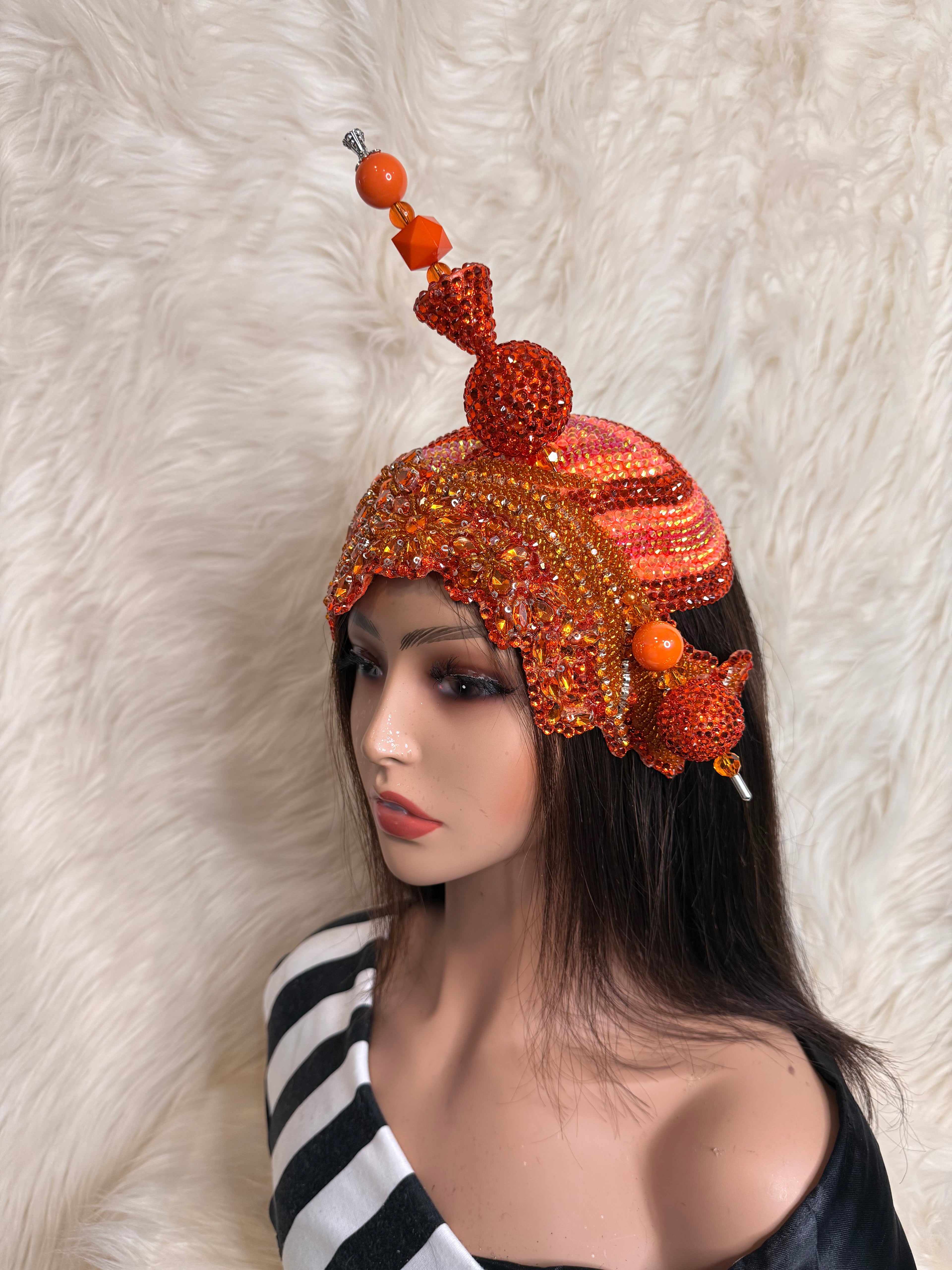 Orange Crystal Hat / W Oversize Hat Pin