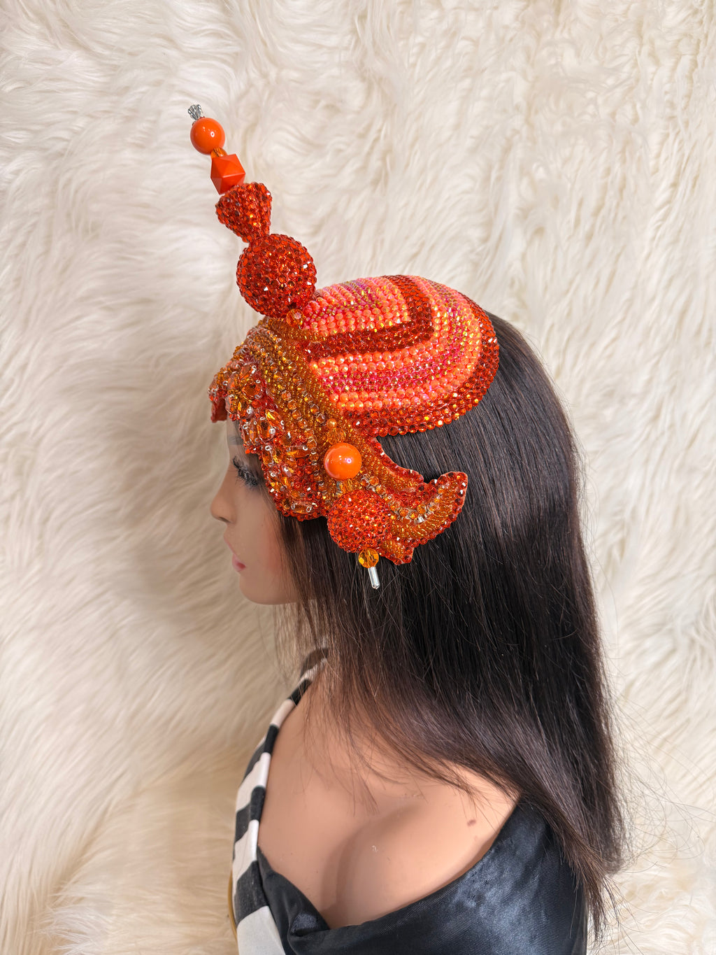 Orange Crystal Hat / W Oversize Hat Pin