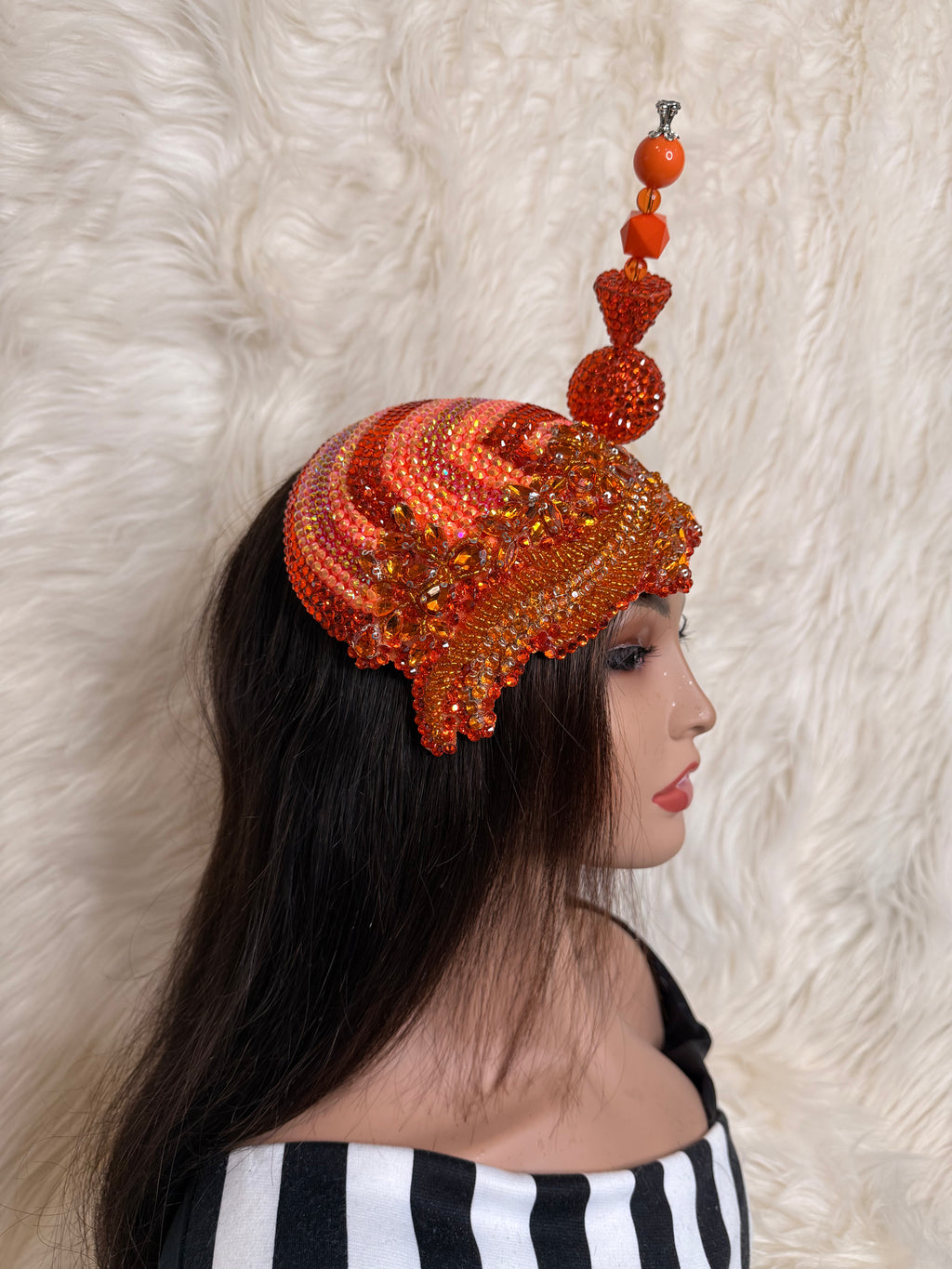 Orange Crystal Hat / W Oversize Hat Pin