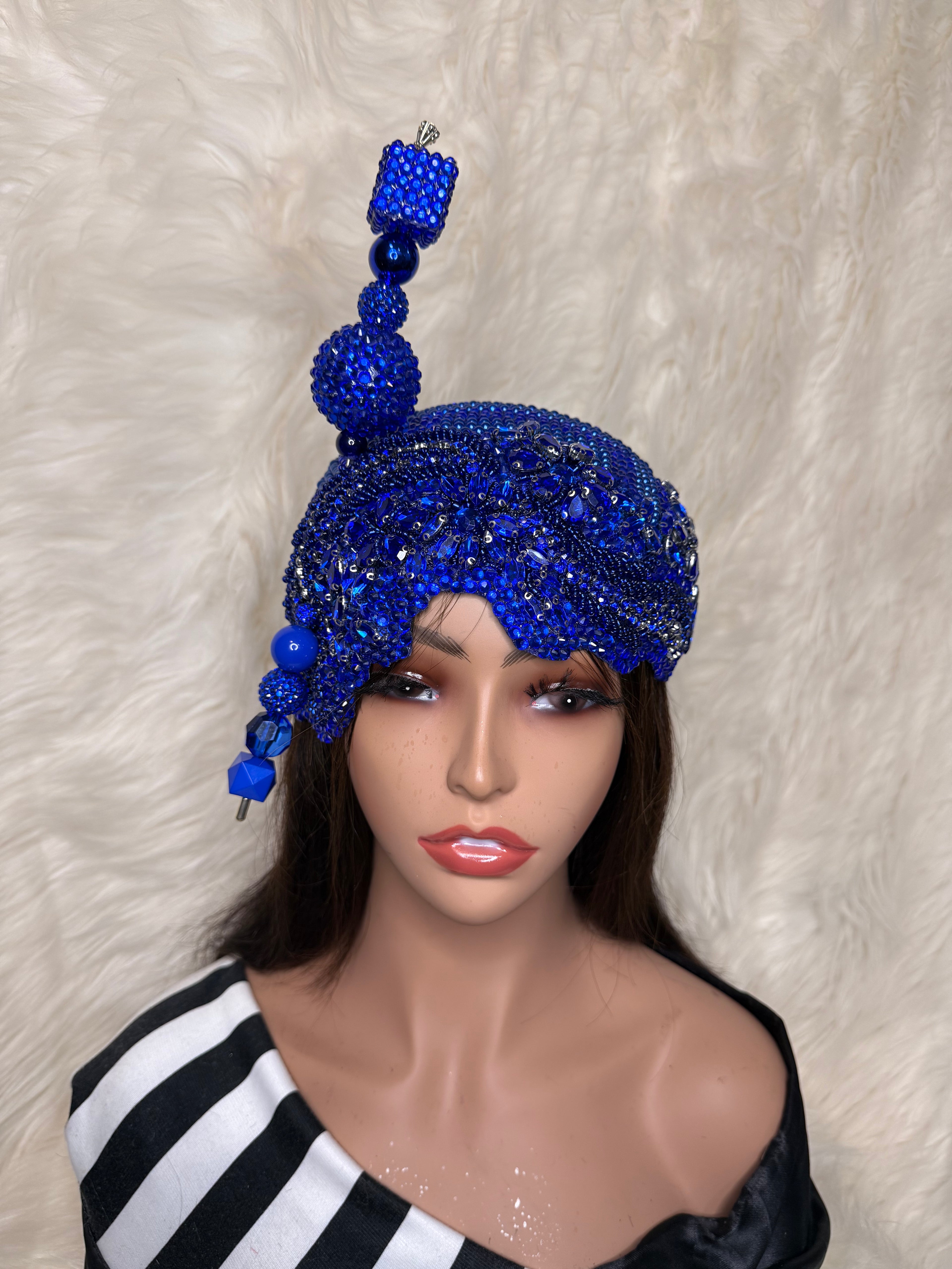 Royal Blue crystal /W Oversized Hat Pin