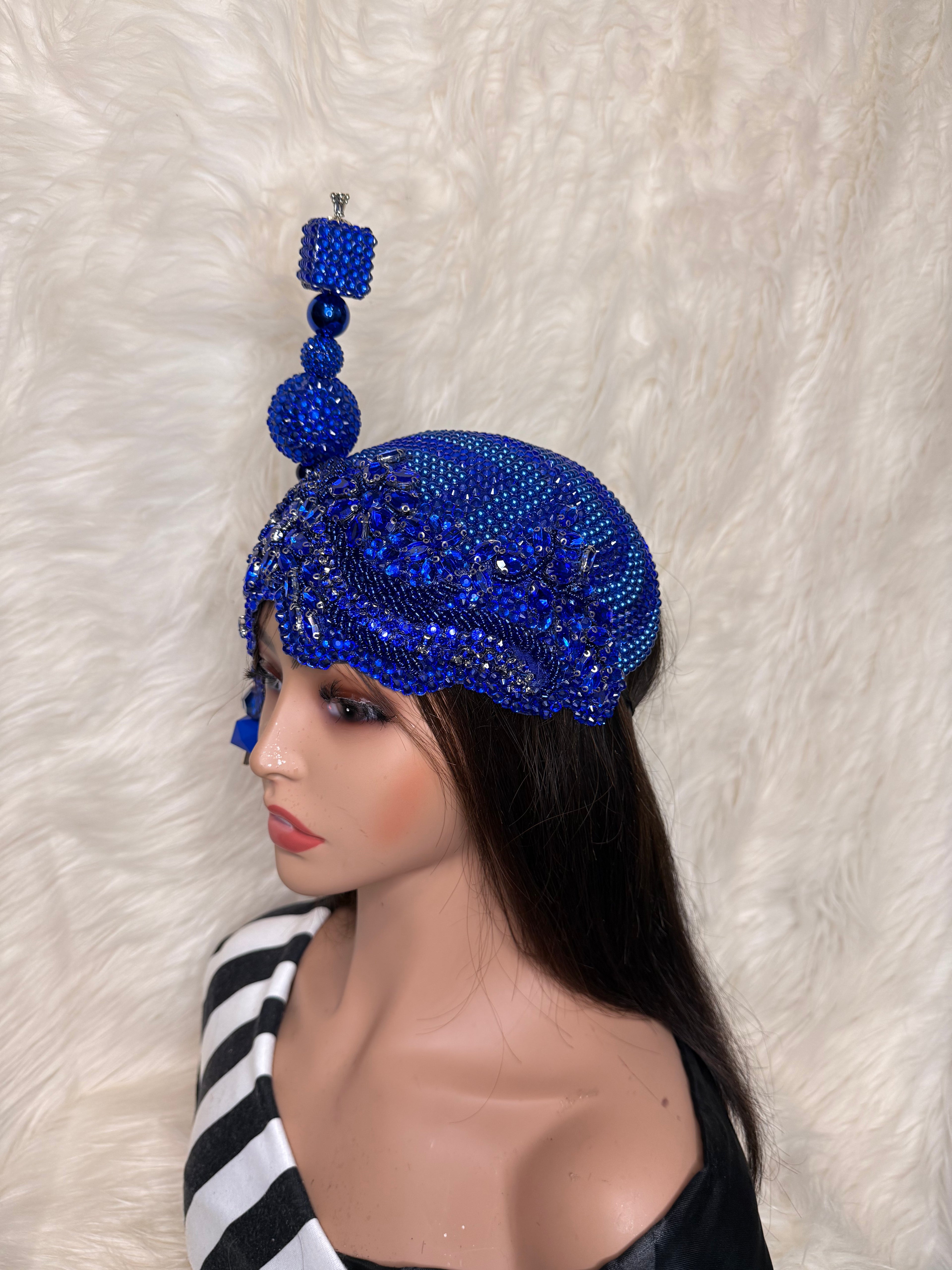Royal Blue crystal /W Oversized Hat Pin