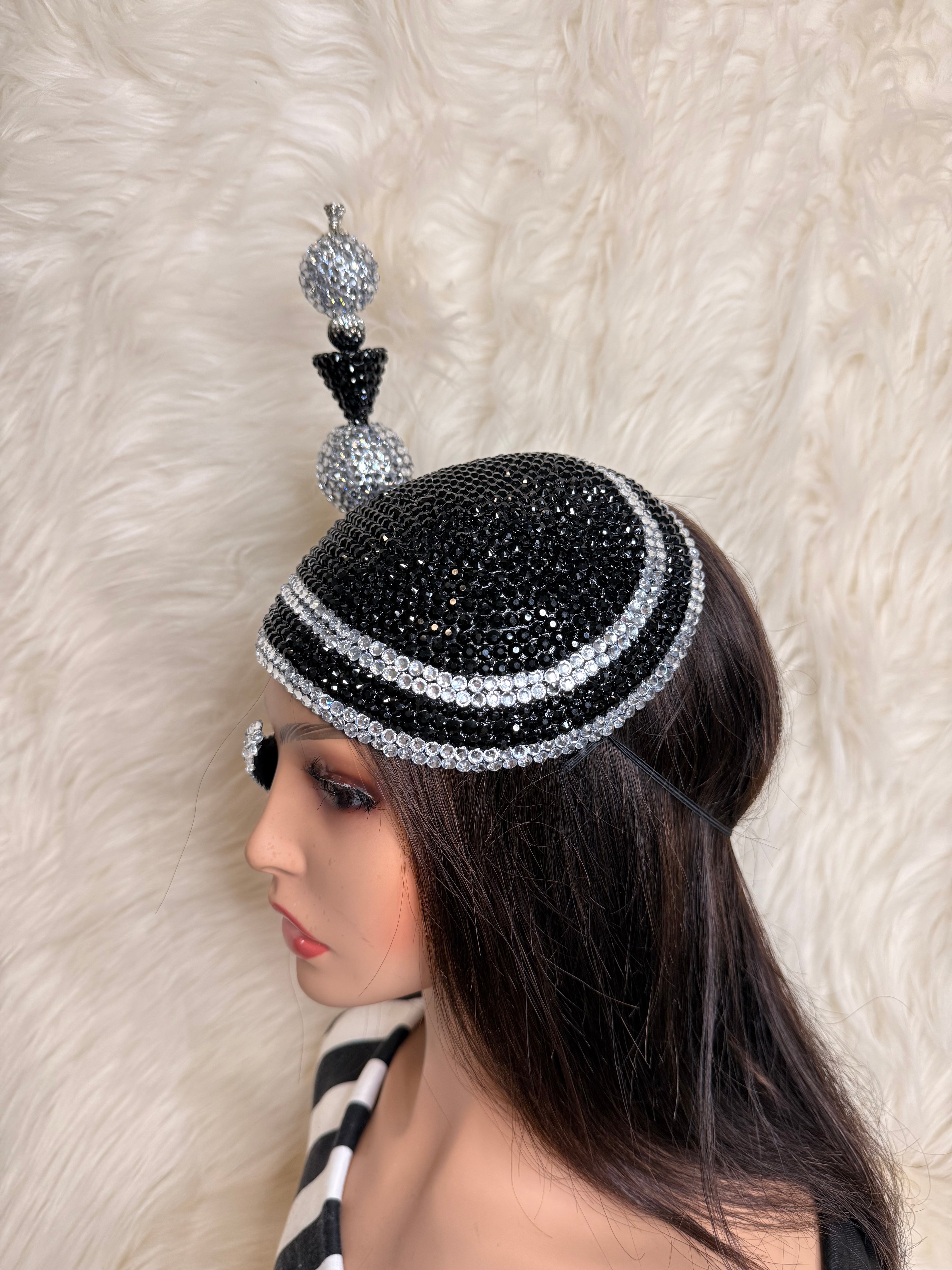Black & Silver Eagle's Eye / W Oversized Hat Pin