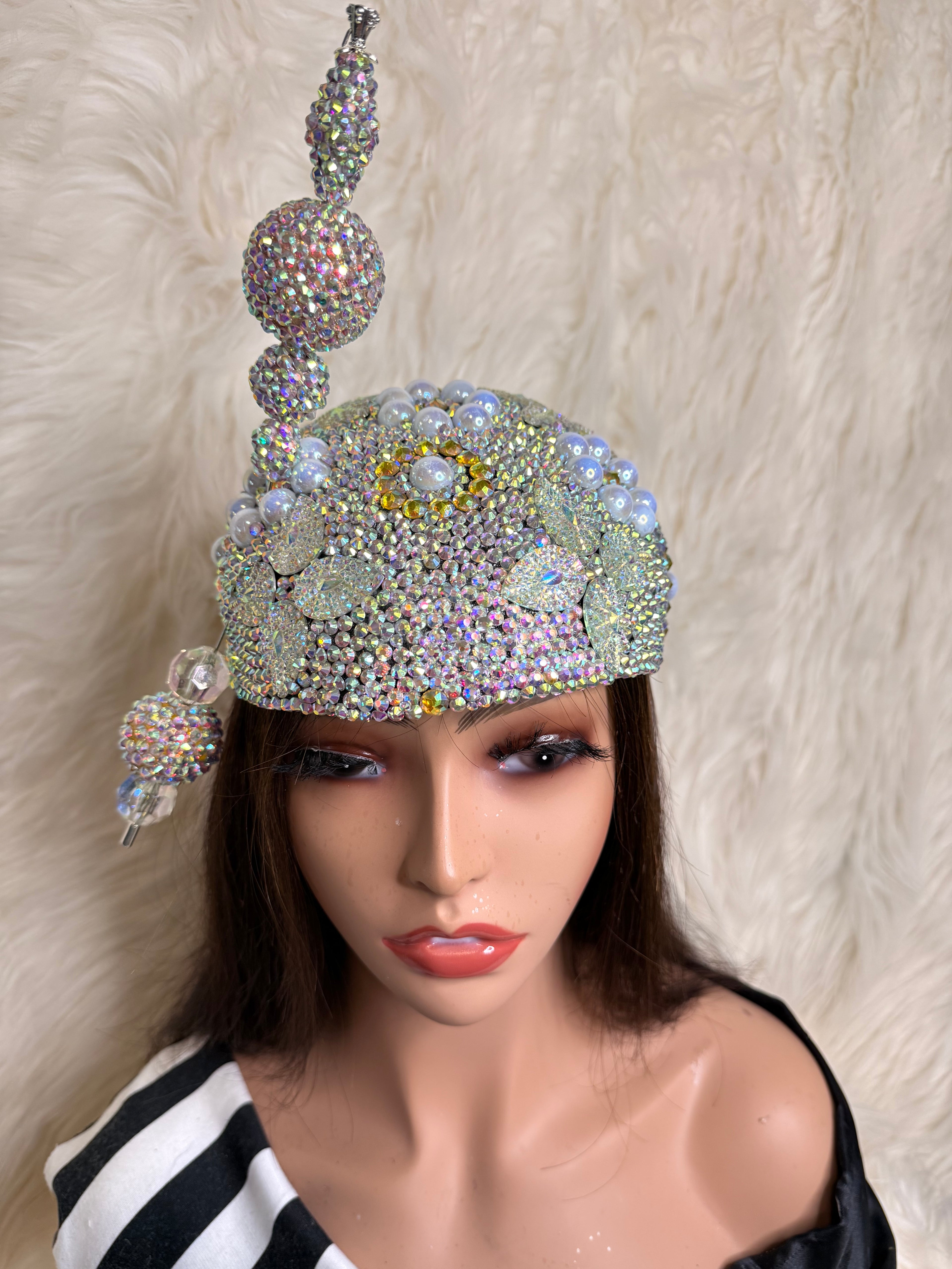 AB Crystal 3/4 Hat /W Oversized Hat Pin