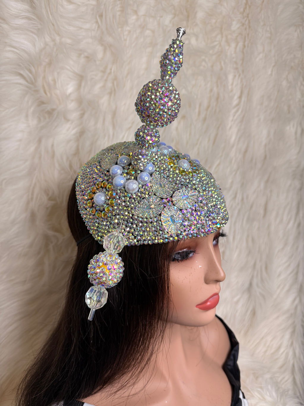 AB Crystal 3/4 Hat /W Oversized Hat Pin