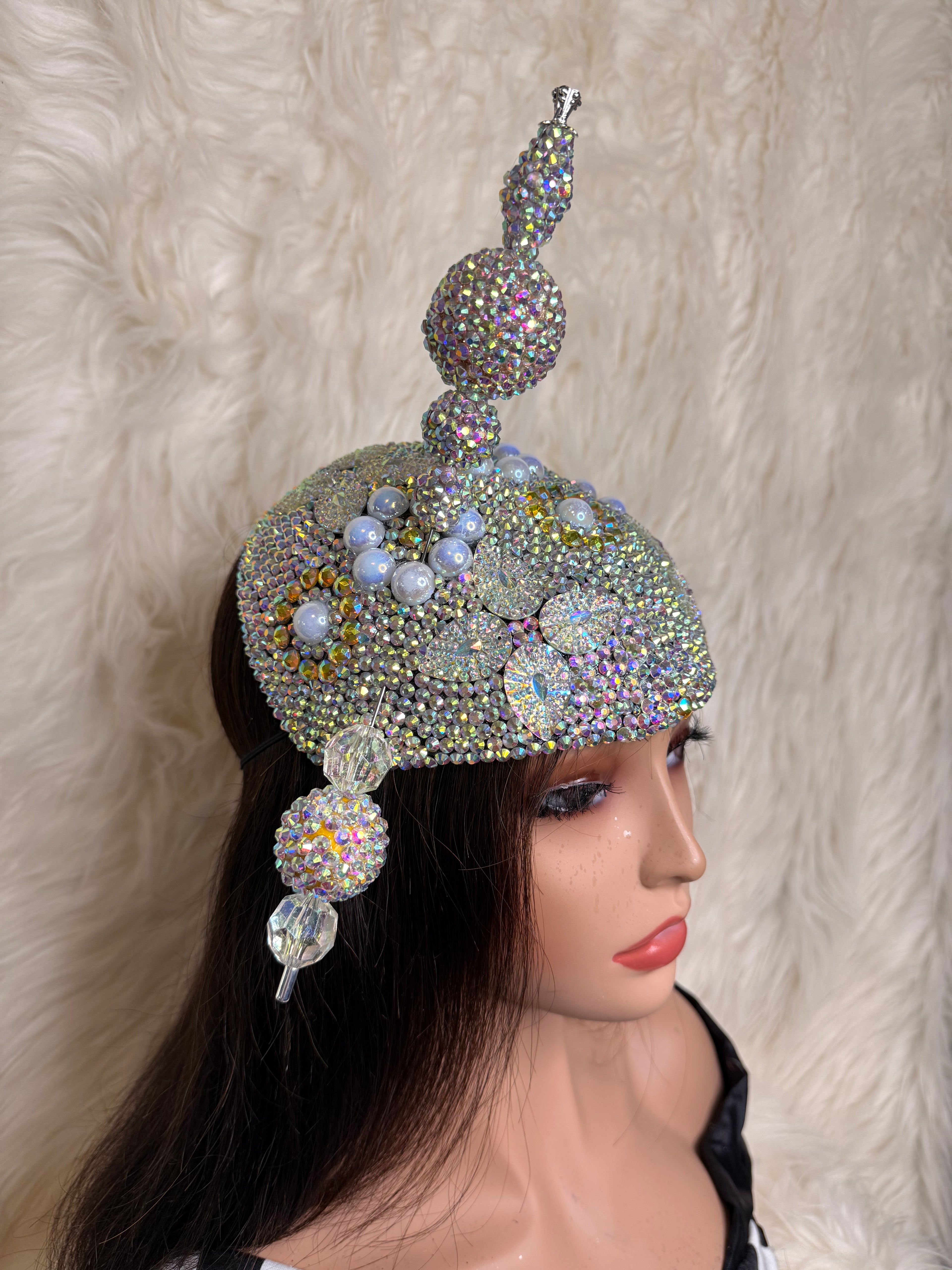 AB Crystal 3/4 Hat /W Oversized Hat Pin