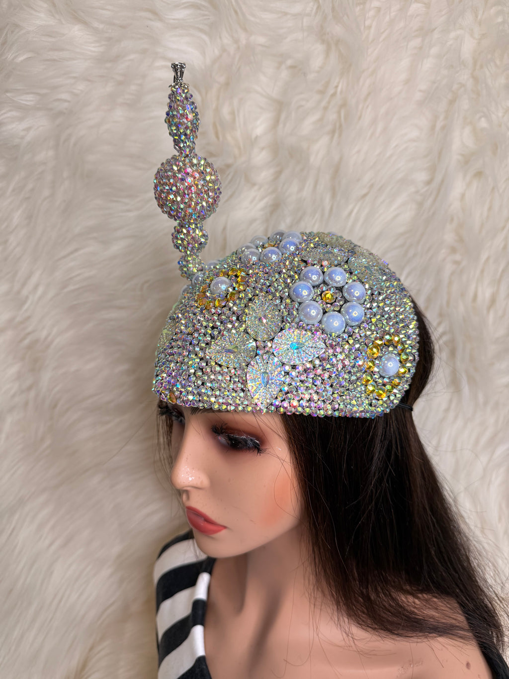 AB Crystal 3/4 Hat /W Oversized Hat Pin