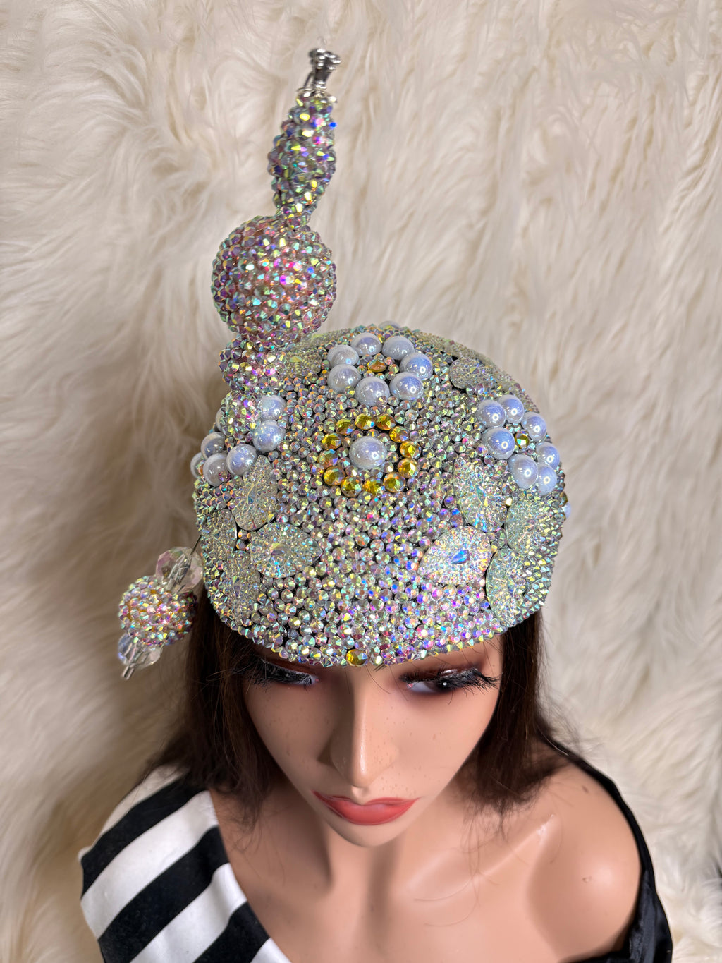 AB Crystal 3/4 Hat /W Oversized Hat Pin