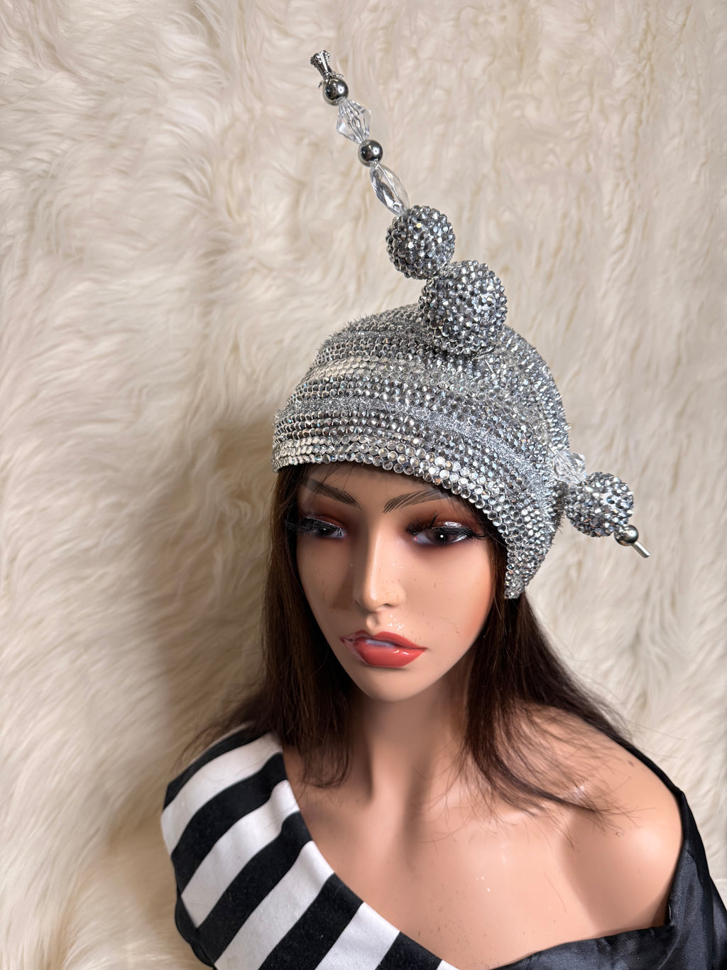 Silver Asymmetric Crystal Hat / Oversized Hat Pin