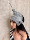 Silver Asymmetric Crystal Hat / Oversized Hat Pin