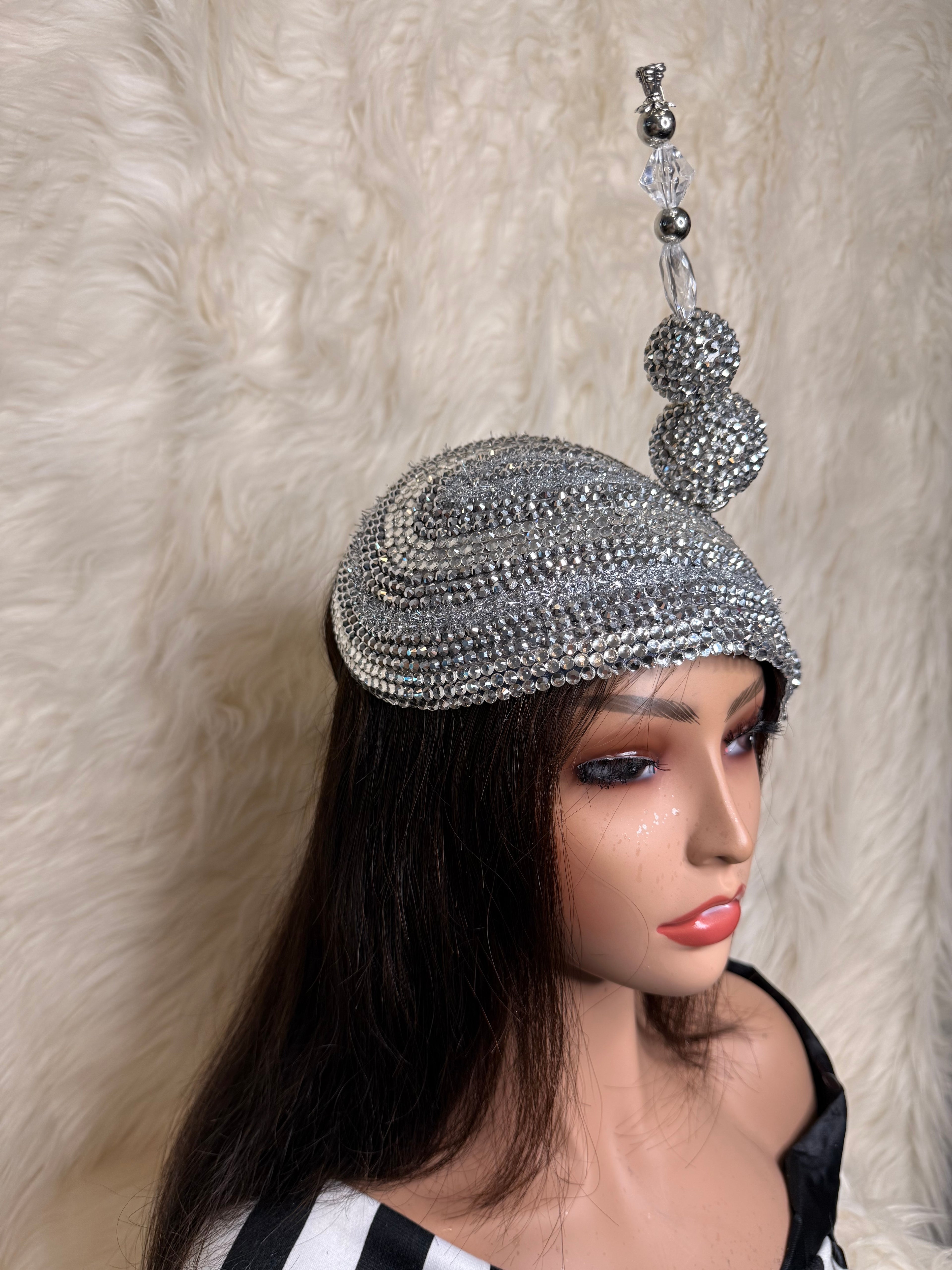 Silver Asymmetric Crystal Hat / Oversized Hat Pin