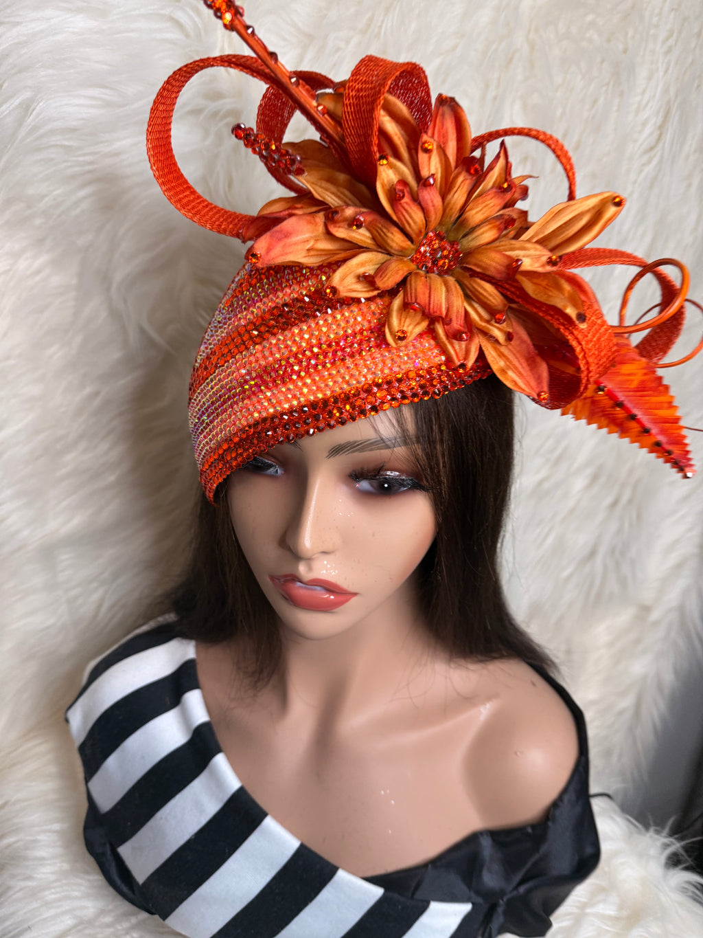 Orange Teardrop Crystal Hat