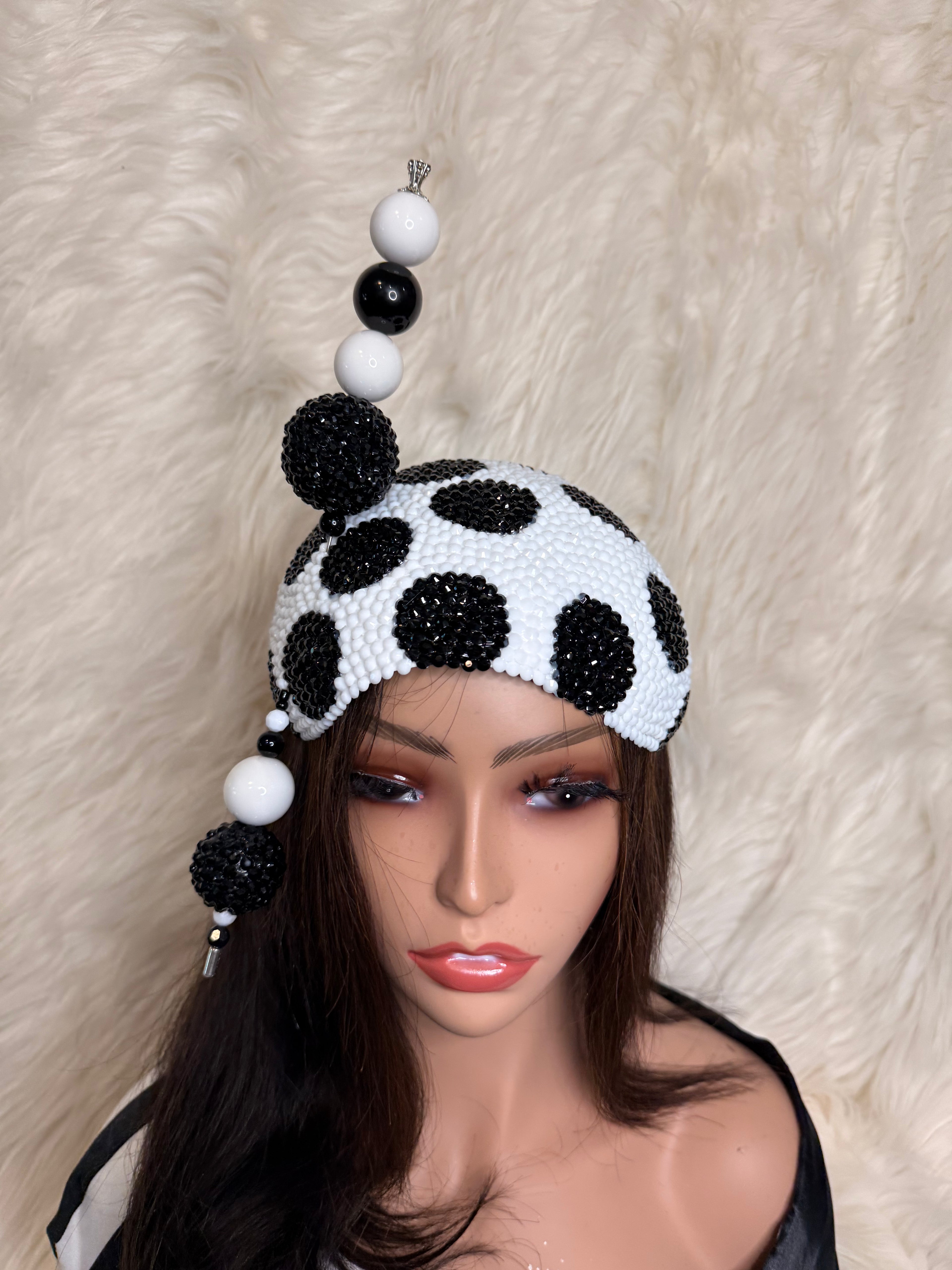 White and Black Polka Dot /W Oversized Hat Pin