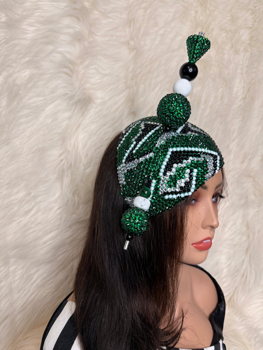 Emerald  Green / Black/ Sliver and White /W Oversized Hat Pin