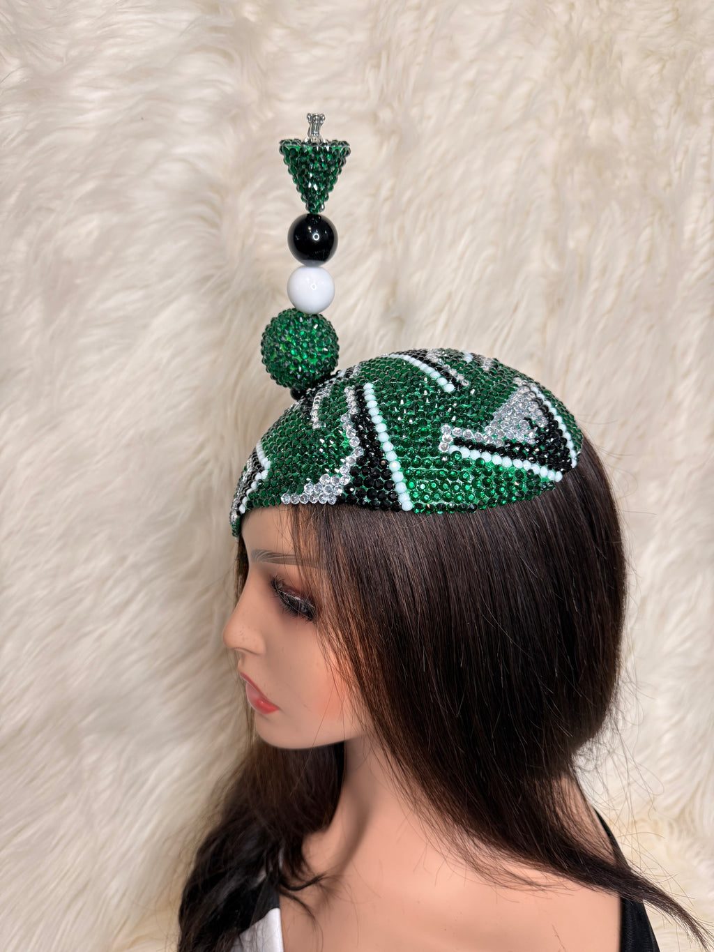 Emerald  Green / Black/ Sliver and White /W Oversized Hat Pin