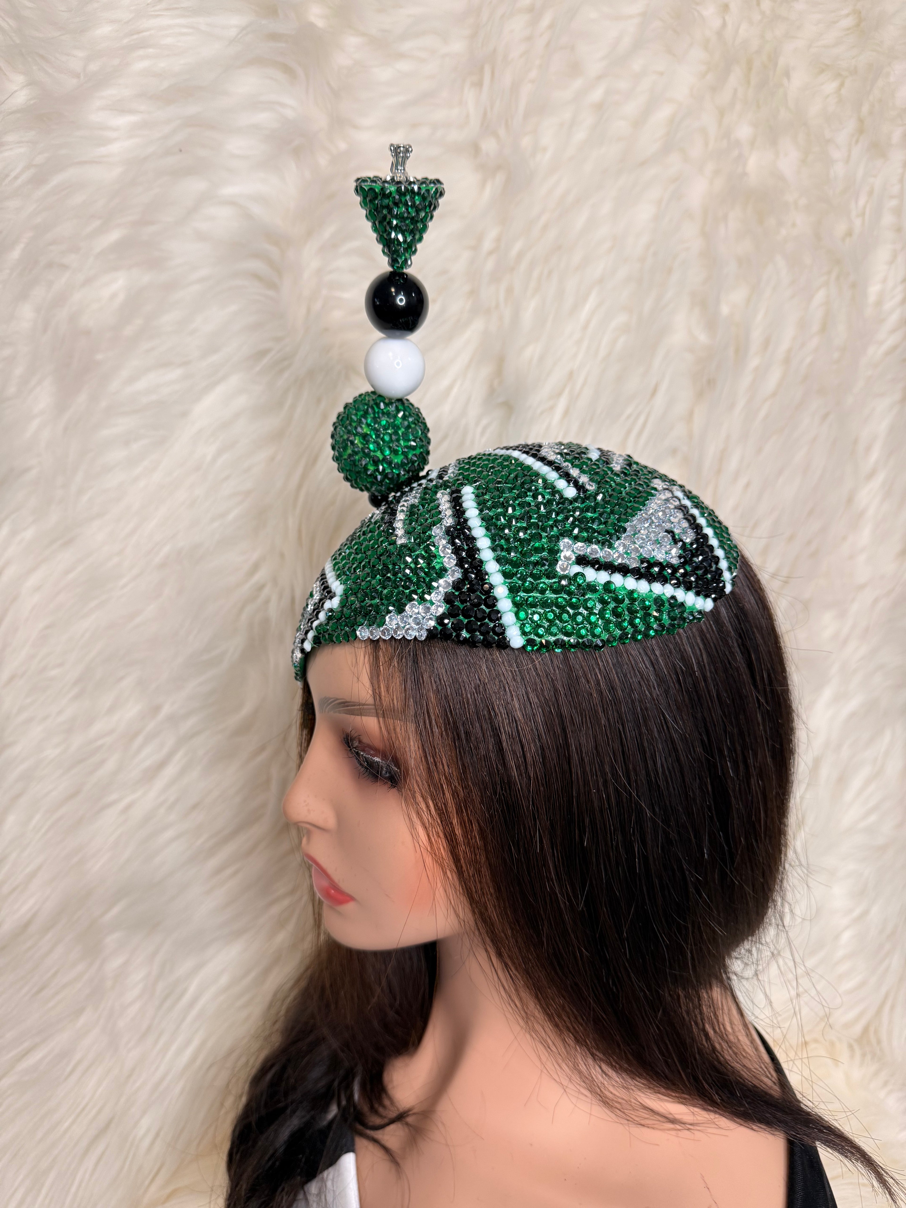 Emerald  Green / Black/ Sliver and White /W Oversized Hat Pin