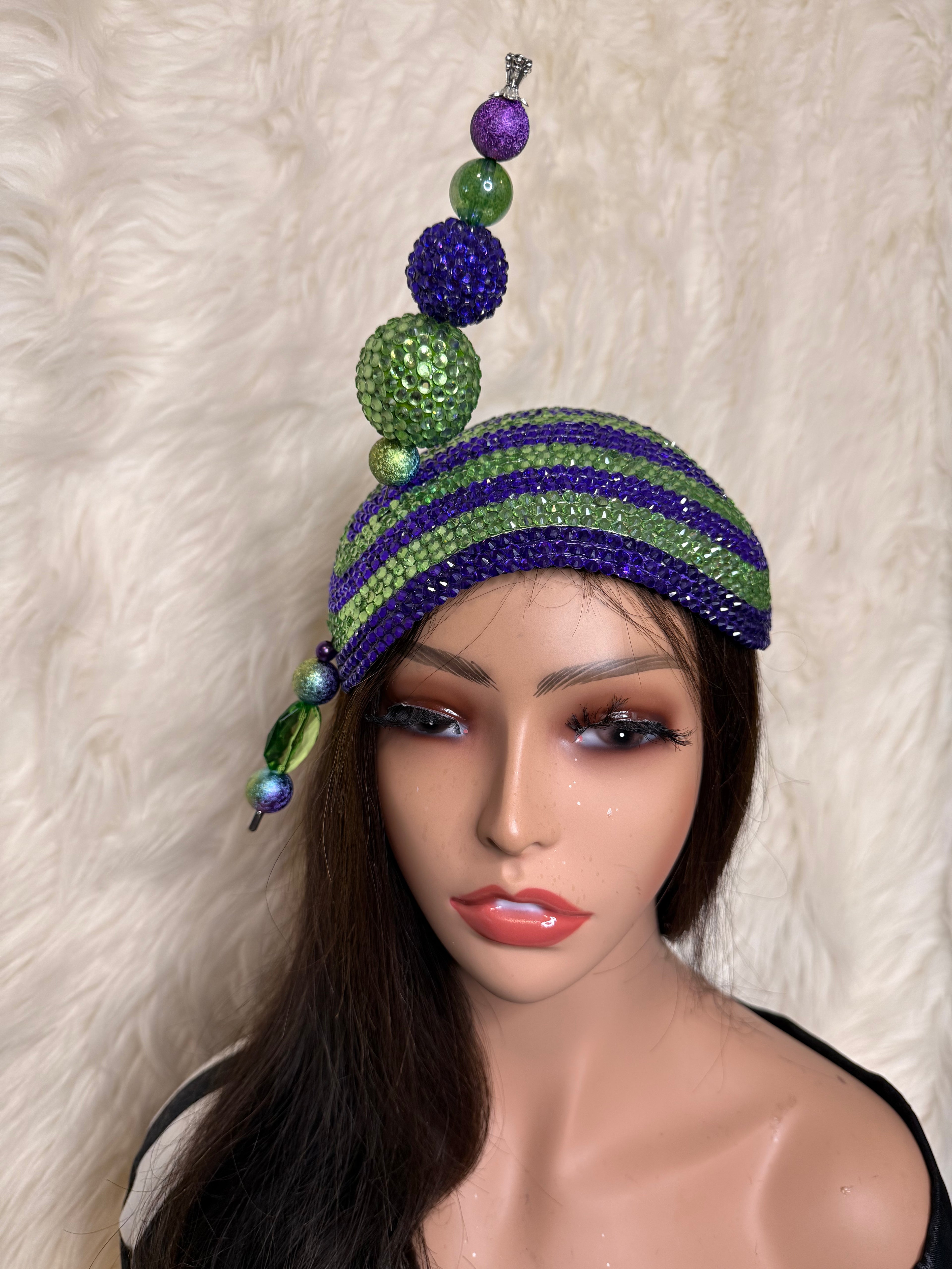 Purple and Green / W Oversized Hat Pin