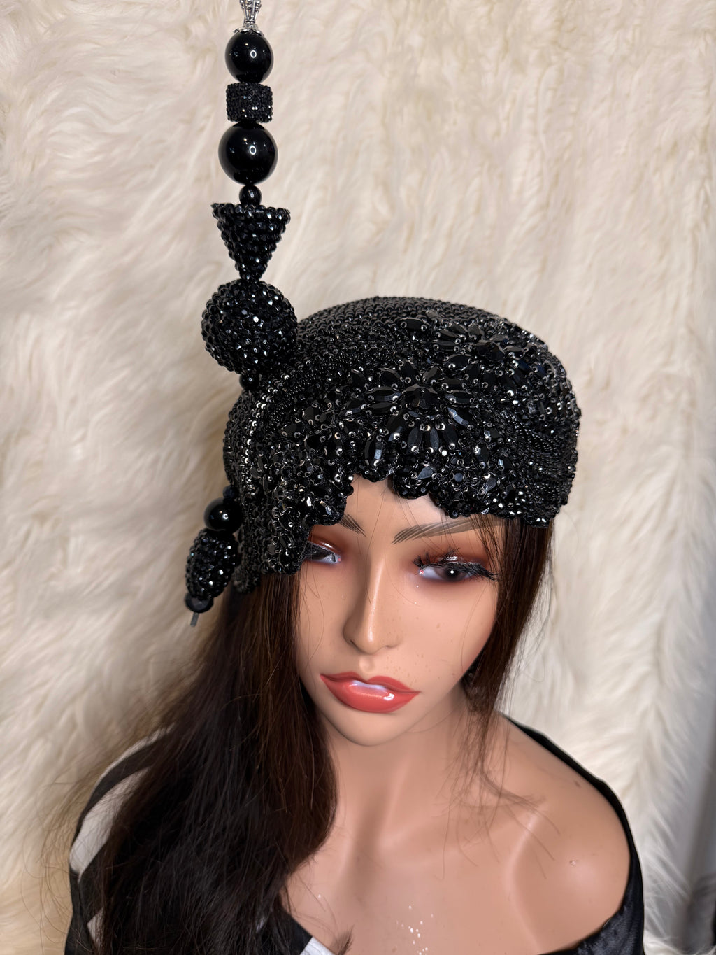 Black Crystal Hat / W Oversized Hat Pin