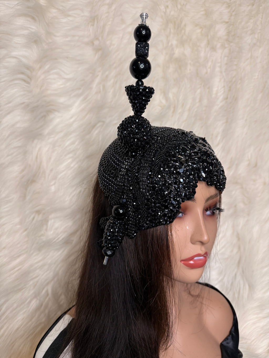 Black Crystal Hat / W Oversized Hat Pin