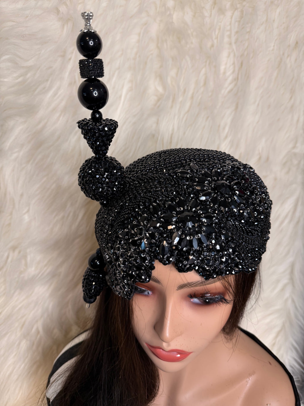 Black Crystal Hat / W Oversized Hat Pin