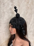 Black Crystal Hat /W Oversized Hat Pin